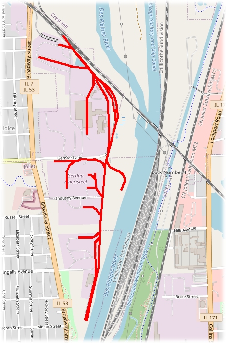 Elwood Joliet & Southern map