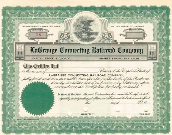 la grange connecting stock cert